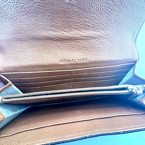 Michael Kors Fulton Hamilton Leather Flap Wallet Brown Gold Lock - Picture 5 of 10